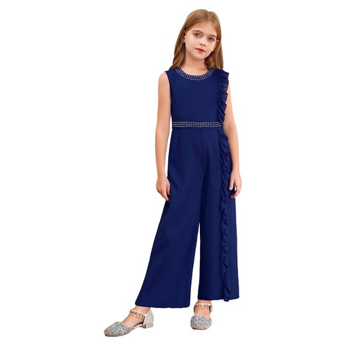 Kids Girls Jumpsuit Belted Catsuits Sparkling Romper Party Costumes Event Shiny - Picture 13 of 60