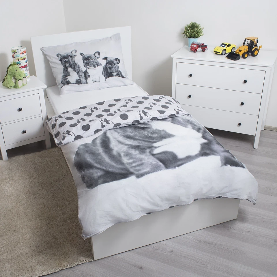 Bulldog Cotton Bedding - Duvet Cover 140x200cm & Pillowcase 70x90cm - Image 3 of 4