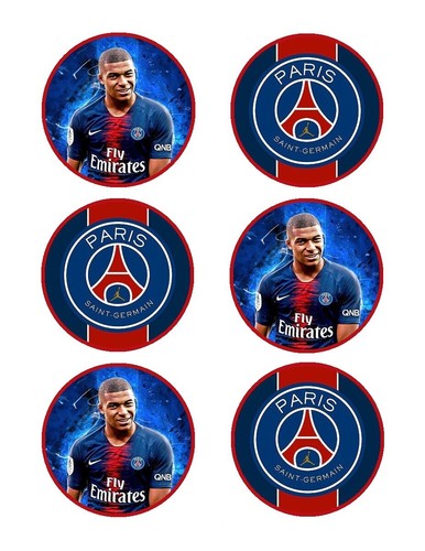 Décoration Comestible PSG - Lot De 2x6 Disques Azyme - Diamètre 7,5cm - Neuf