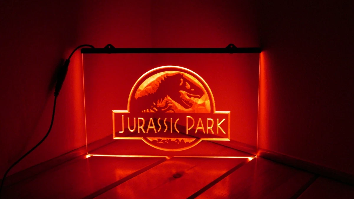 Jurassic Park Acrylic LED Neon Light Sign Red Dinosaur T Rex
