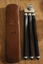 ISING Bergneustadt Germany Tripod For Camera Brown Leather Case- Vintage 1960's