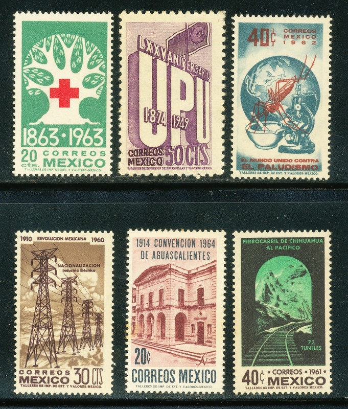 MEXICO Stamps Lot of 6 MNH postage Sc# 872, 916, 919, 920, 938, 960 Most 1960's