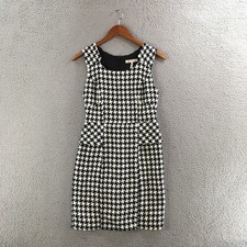 BCBGeneration Sleeveless Knit Shift Dress Womens Medium Black White Houndstooth