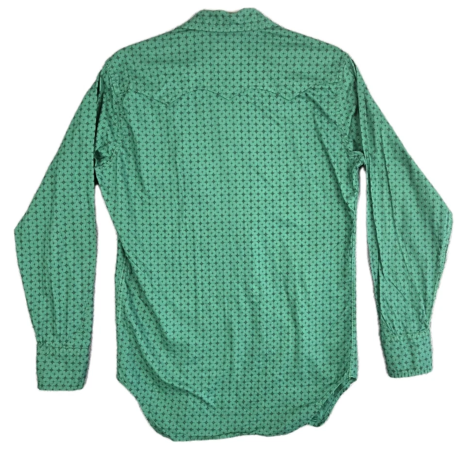 Camisa Dall Smith Vintage Western Pearl Cuello A Presión Para Hombre Talla 15/32 Verde Foto 2 de 4