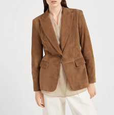 Brown Suede Leather Blazer Women Formal Size XS S M L XL XXL 3XL Custom Made