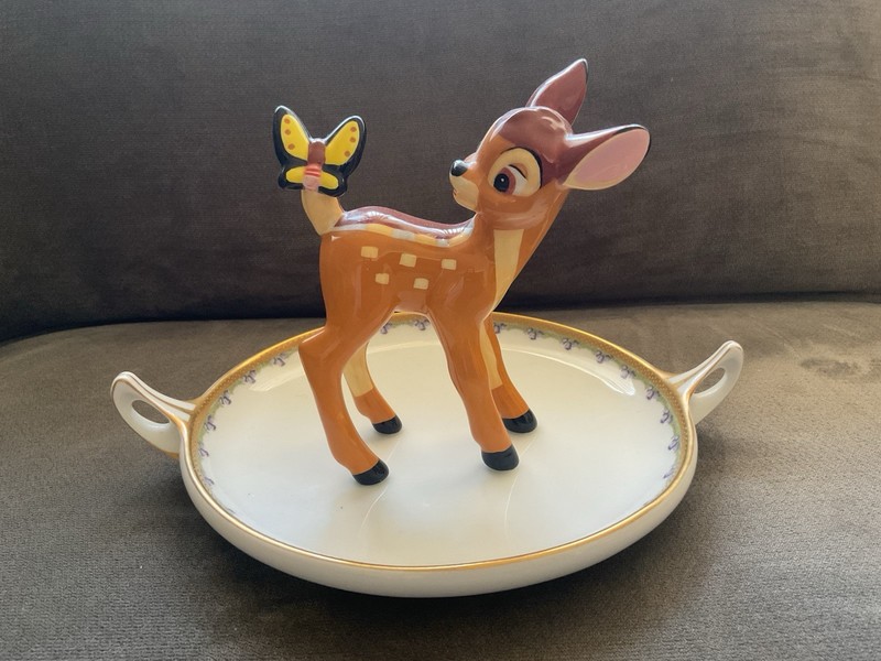 Vintage Disney Bambi With Butterfly On Tail Porcelain Figurine China