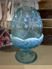 Fenton blue opalescent lily of the valley fairy lamp
