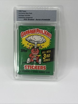 1986 Topps Garbage Pail Kids 3rd Series Wax Pack Authentic Unopened Encapsulated