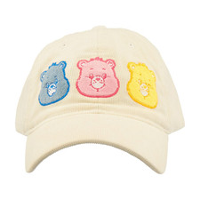 Care Bears Corduroy Adjustable Ivory Cap Women Multi Color Embroidered Faces