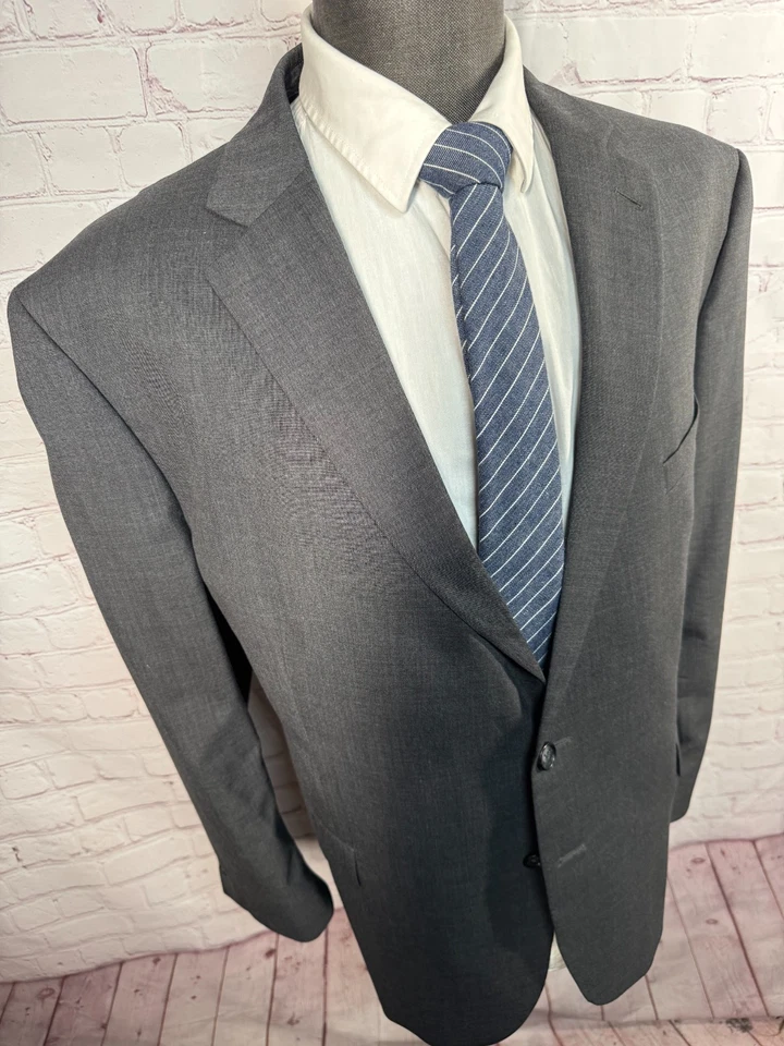 Calça CLAIBORNE Masculina Cinza Lã SLIM FIT Frente Plana 2 peças Terno 50S Jaqueta 38x30 - Imagem 4 de 4