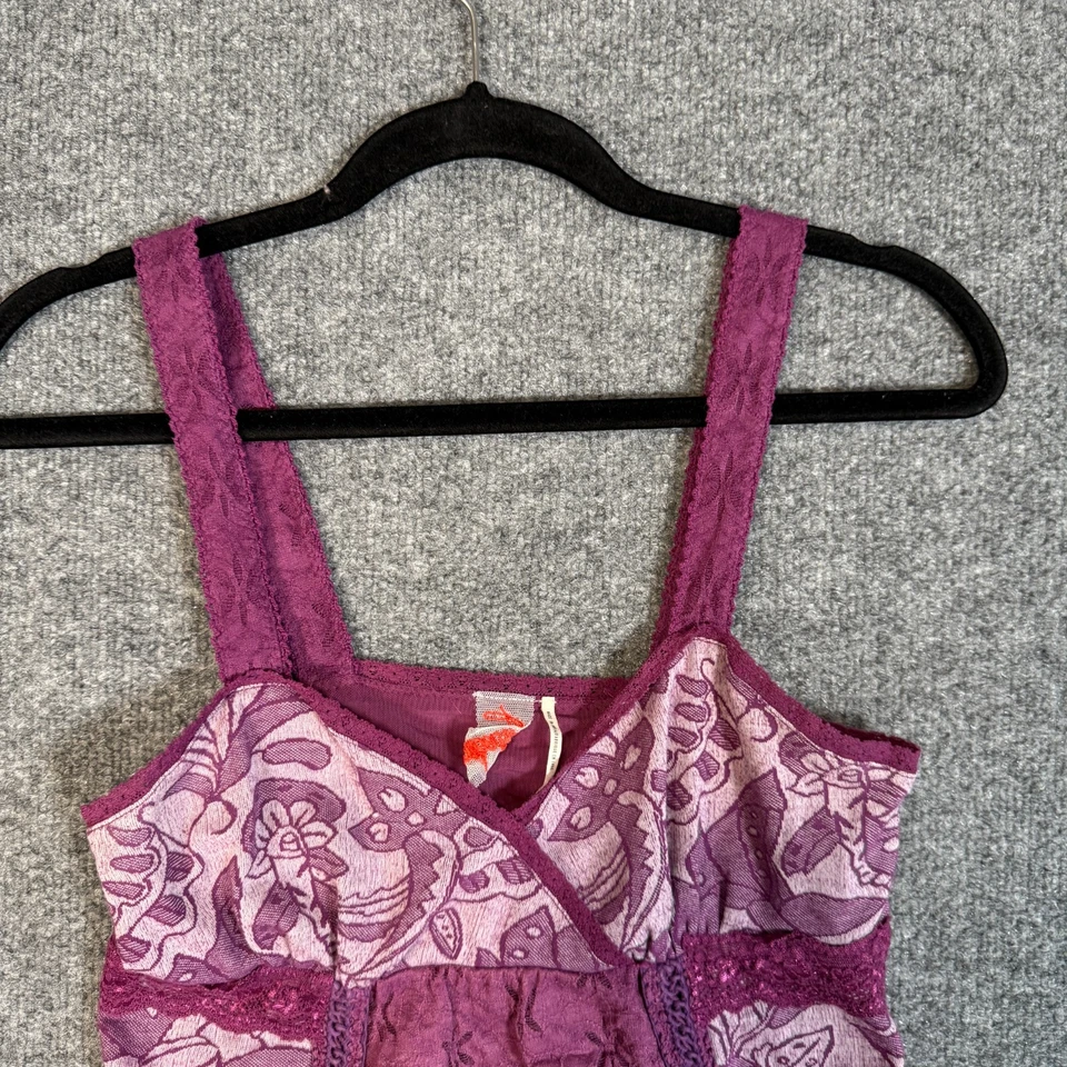 Camiseta regata Y2K Free People feminina pequena roxa babydoll renda fada cropped - Imagem 2 de 4