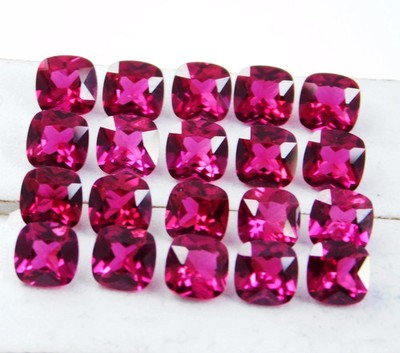 Certified 25 Pcs Natural Mogok Red Ruby 10 mm Super Clean Cushion Loose Gemst