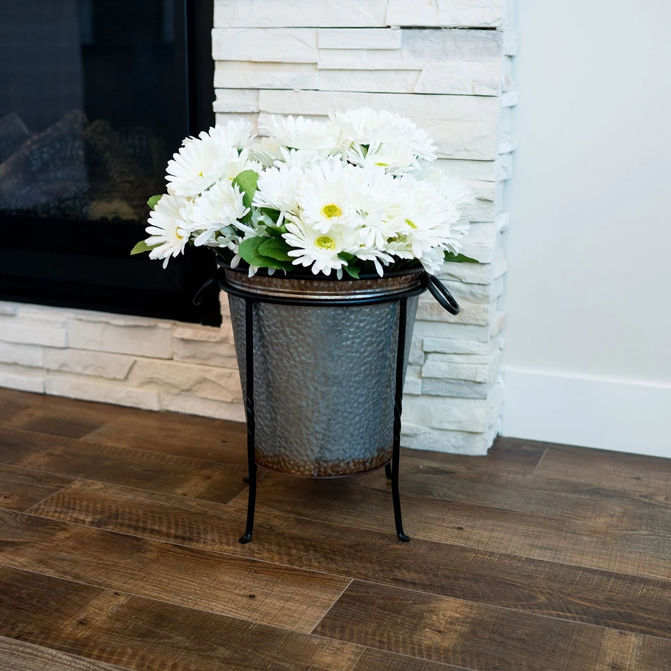 FB-14 Ring Wrought Iron Metal Plant birdbath Bowl Stand Flowerpot Holder Black - Image 4 of 4