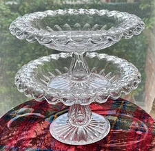 PAIR American Brilliant Period ABP Cut Glass Compotes - Circa 1870