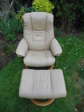 Stressless Reno Chair and Footstool in Small Size..