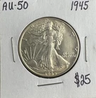 1945 Walking Liberty Half Dollar 50¢ – High Detail – 90% Silver – Beautiful Coin