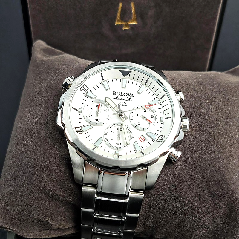 Bulova 96B255 Marine Star Chronograph Men's White Watch 43 mm