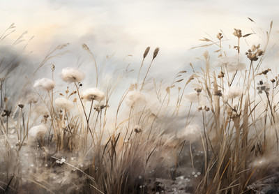Grass Field Poster Neutral Wildflower Meadow Wall Art - 16x12/20x16/24x18/36x24