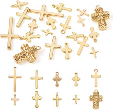 Small Cross Charms Tibetan Style Antique Silver Cross Pendants for DIY Earring B