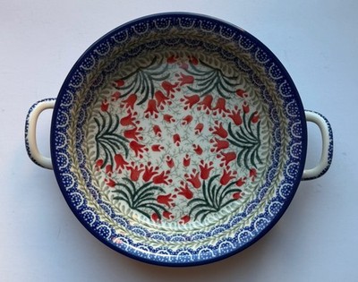 Blue Rose Pottery Polish Spring Tulip Mini Round Casserole Dish w/ Handles NEW