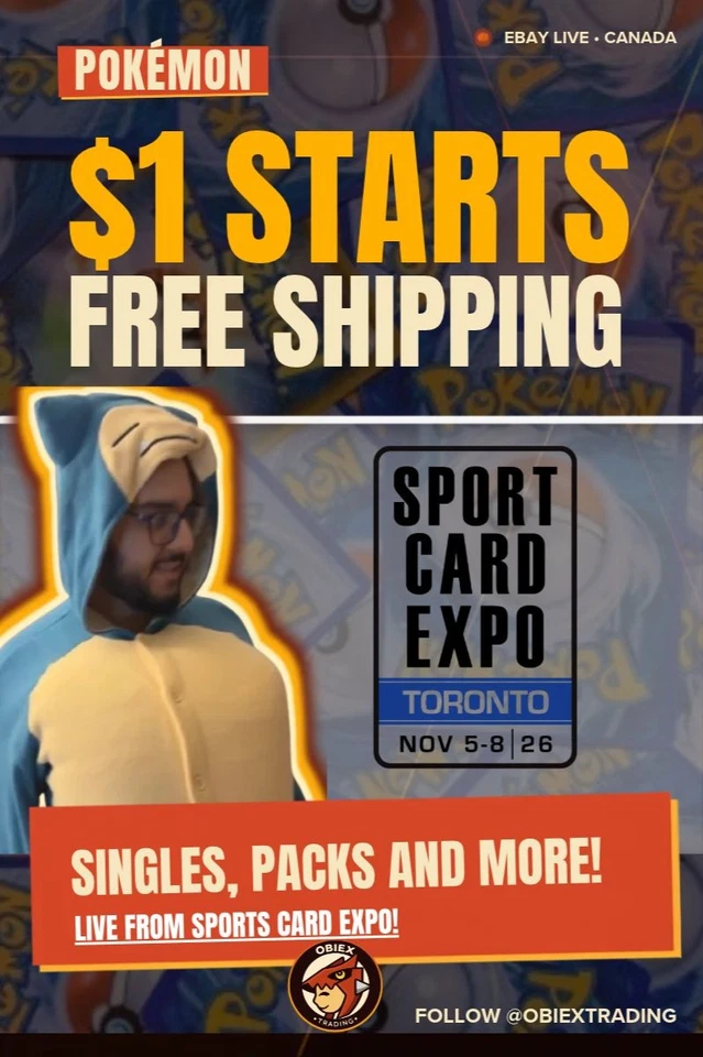 ObiEX LIVE at Sports Card Expo! $1 Starts, FREE SHIPPING & Giveaways! 