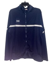Under Armour Mens Large Navy UA Knit Team Warm Up Full Zip Sweat Wicking Jacket