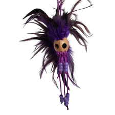 Ikaika Hawaiian Warrior 1" Helmet Pendant Purple Kamani Feathers  Beads NEW 