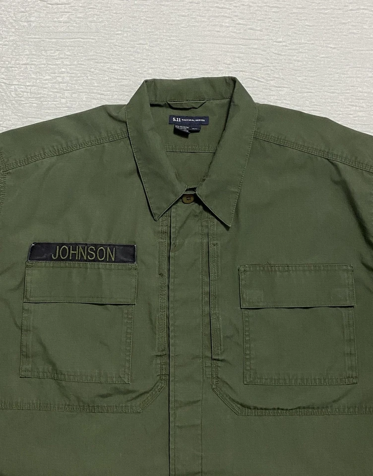 5.11 Tactical Series Shirt Mens 2XL Green FIAT SWAT Uniform Patch Long Sleeve - Image 2 of 4