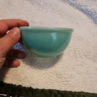 Vintage Fire King Oven Ware Small 4-3/4" Cereal Soup Bowl Milk Glass & Green