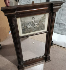 antique Wood Frame art Litho Print wall Mirro...