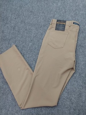 Ballin Pants Mens 36 Beige Bi Stretch Gab Unhemmed Flat Front Comfort Waist NWT