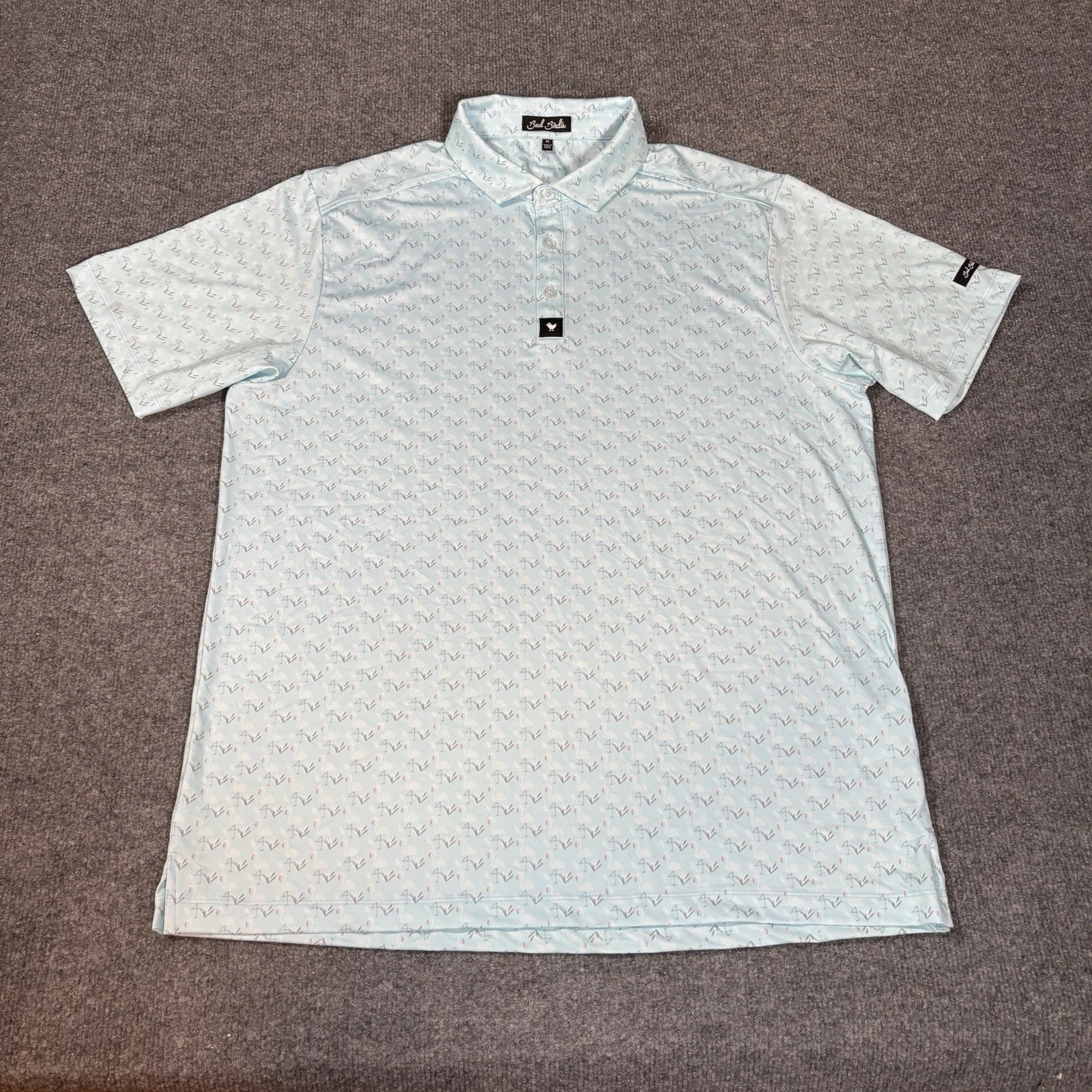 Bad Birdie Polo Mens XL Lil' Mingos Golf Blue Performance Short Sleeve