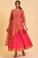 Women's Indian Ethnic Printed Kurta  Long Skirt Set Wedding Festival Wear Girl