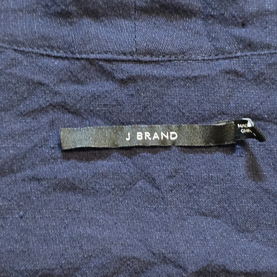 Top para mujer marca J talla mediana azul mezcla de lino cuadrado manga corta cápsula informal Foto 3 de 4