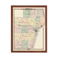 Old Map of Manitowoc County, WI 1878 - Vintage Wisconsin Art