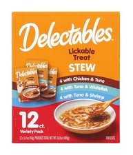 Delectables Lickable Treat Stew Wet Cat Treat Variety Pack Food Topper Hydrating