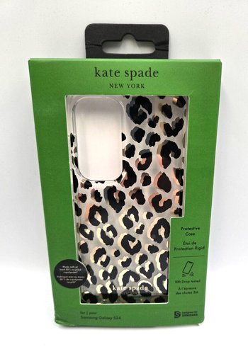 kate spade Samsung Galaxy S24 Case, Wireless Charging Compatible, Leopard Black