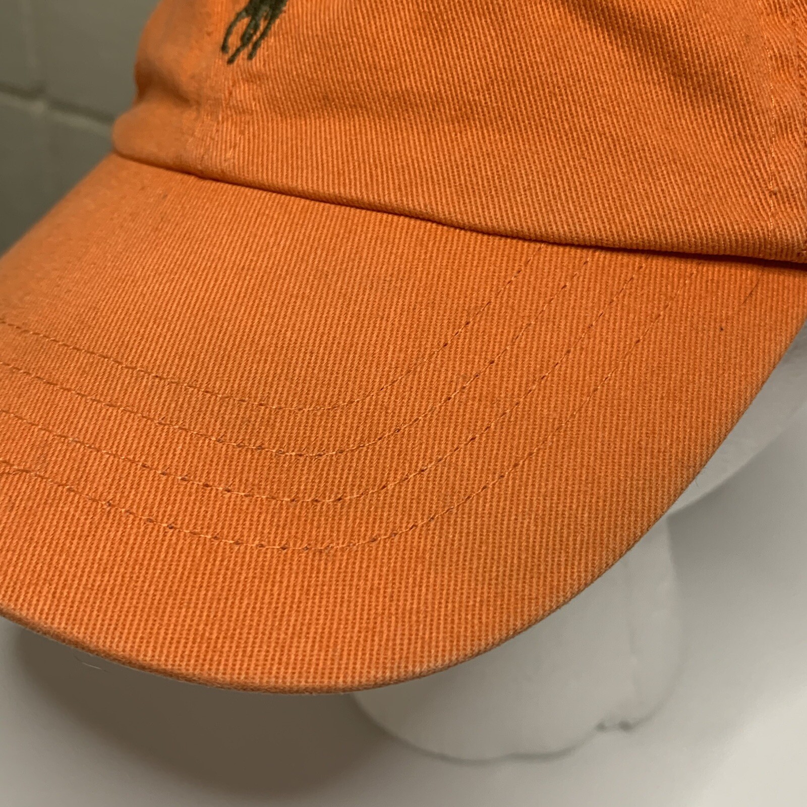 Polo Ralph Lauren da uomo arancione regolabile in pelle cappello fibbia logo pony preppy