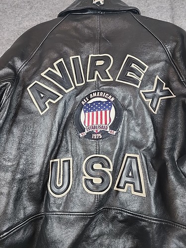Avirex Leather Varsity Bomber Jacket Men’s Size 2XL Vintage Style Retro 90s Y2K - Picture 13 of 15