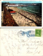 Birds eye view Boardwalk & Bathers Steeplechase Pier NJ Postcards used 52460