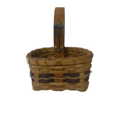 Handwoven Wicker Basket Small Cottage Decorative Storage Container w/ Handle