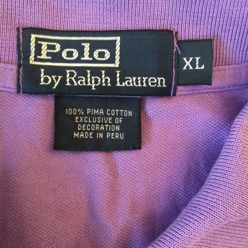 POLO RALPH LAUREN UOMO XL FLESH PONY LOGO 100% COTONE MESH VIOLA 46x31,5 - Foto 5 di 15