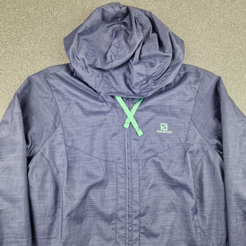 Salomon Jacket Womens Medium Grey Clima Pro Windbreaker Rain Coat Hooded - Picture 4 of 11