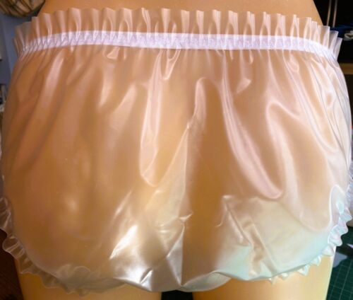 Sissy gathered white pvc panties with SNAPS plastic see through knickers - Picture 8 of 9