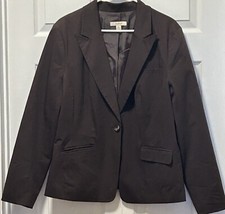 Merona Women's Blazer /jacket Xl Brown Long Sleeve Cotton Blend