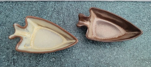 Frankoma Pottery Arrowhead Lazy Bones Ashtray/Trinket Dishes Set of 2