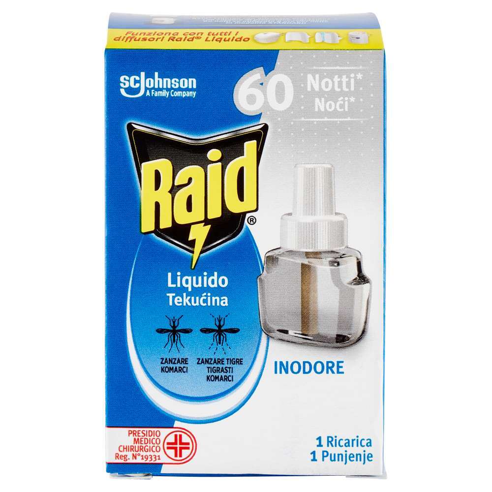 Raid Ricarica Liquida per Diffusore 60 Notti Inodore