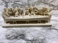 Vintage Artmark Italy The Last Supper Cultured Marble Religious Figurine Signed