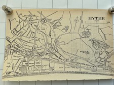 HYTHE - 1965 Original Vintage Map KENT England City Street Plan School Musketry