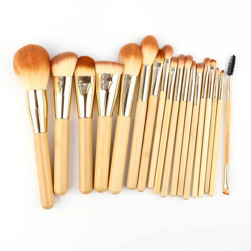 Make-up Pienselset 18Stk Bürsten Beige Pinsel Puderpinsel Schönheit Tasche - Bild 3 von 4